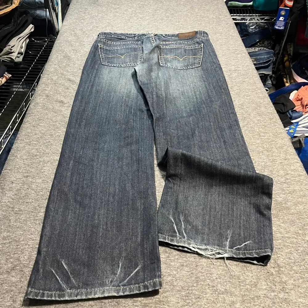 Guess Mens Baggy Wide Leg Bootcut Jeans Dark Wash Y2K Flare 34x30 AB702230